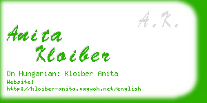 anita kloiber business card